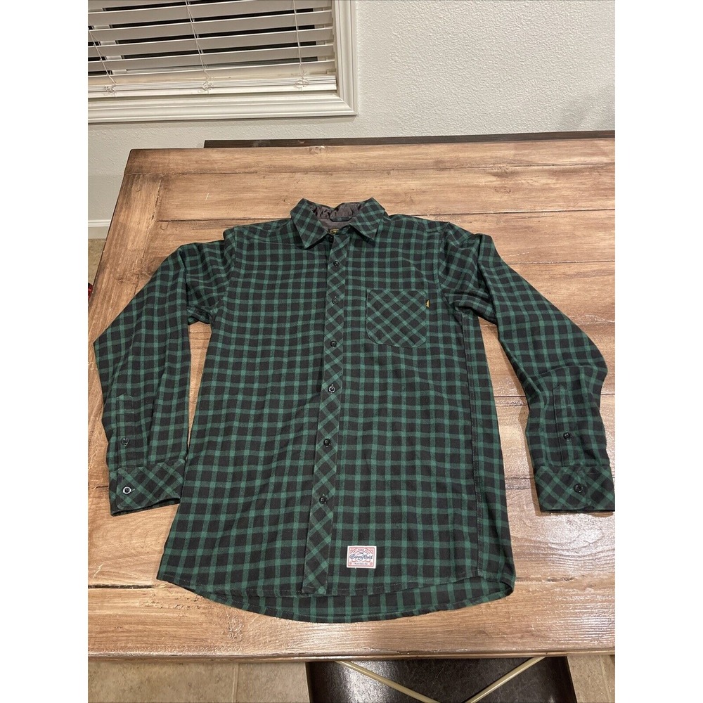 Benny Gold Blue Flannel Pocket Shirt Men's Button Up M Plaid US Made